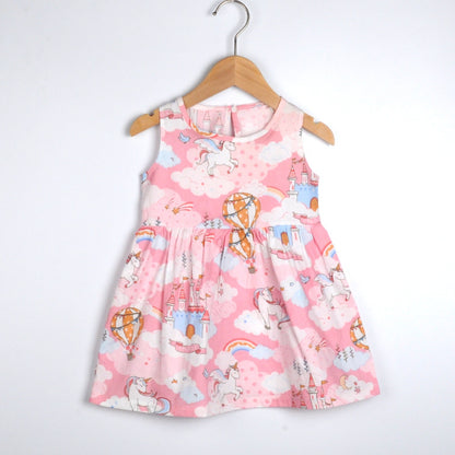 New Cotton girls Cartoon  dailywear dress