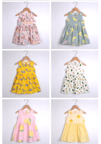 New Cotton girls Cartoon  dailywear dress