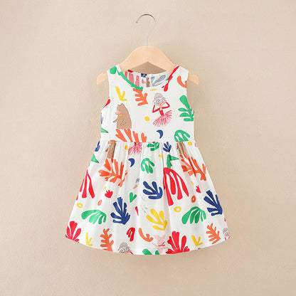 New Cotton girls Cartoon  dailywear dress