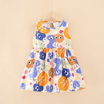 New Cotton girls Cartoon  dailywear dress