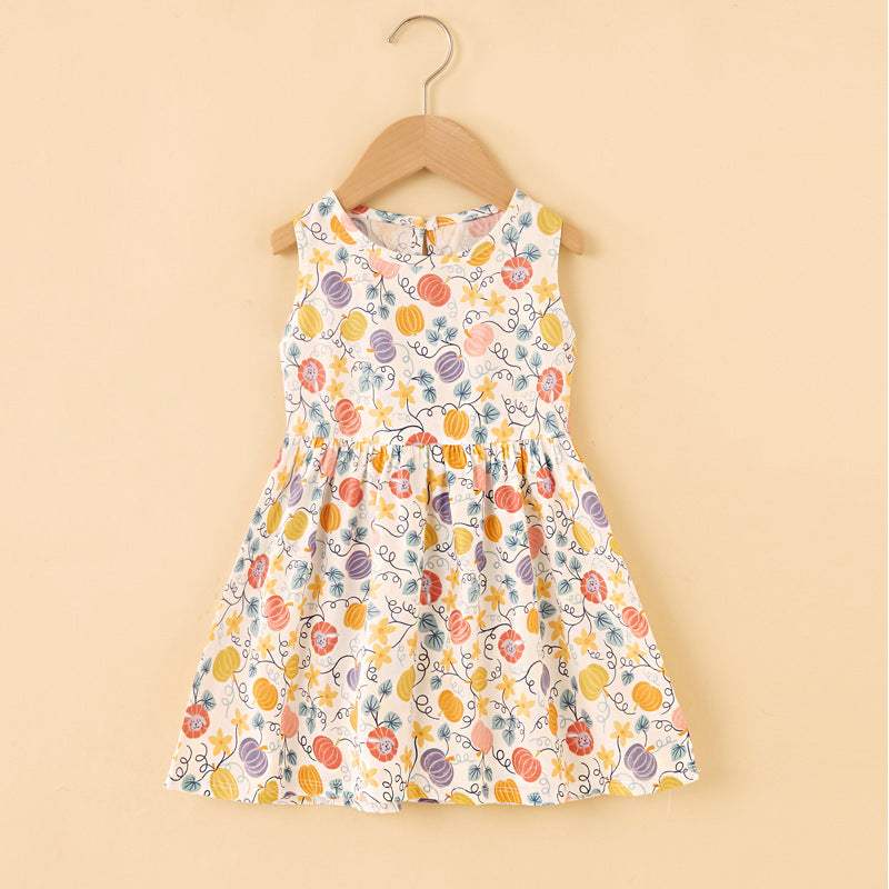 New Cotton girls Cartoon  dailywear dress