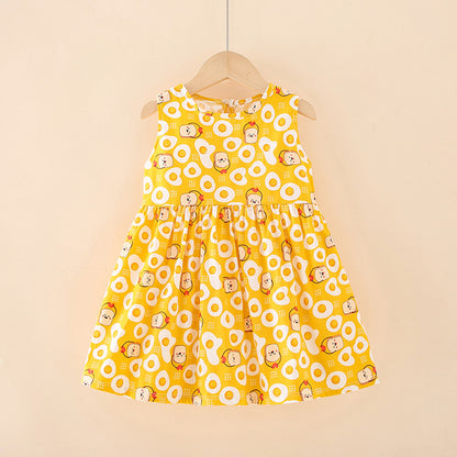 New Cotton girls Cartoon  dailywear dress