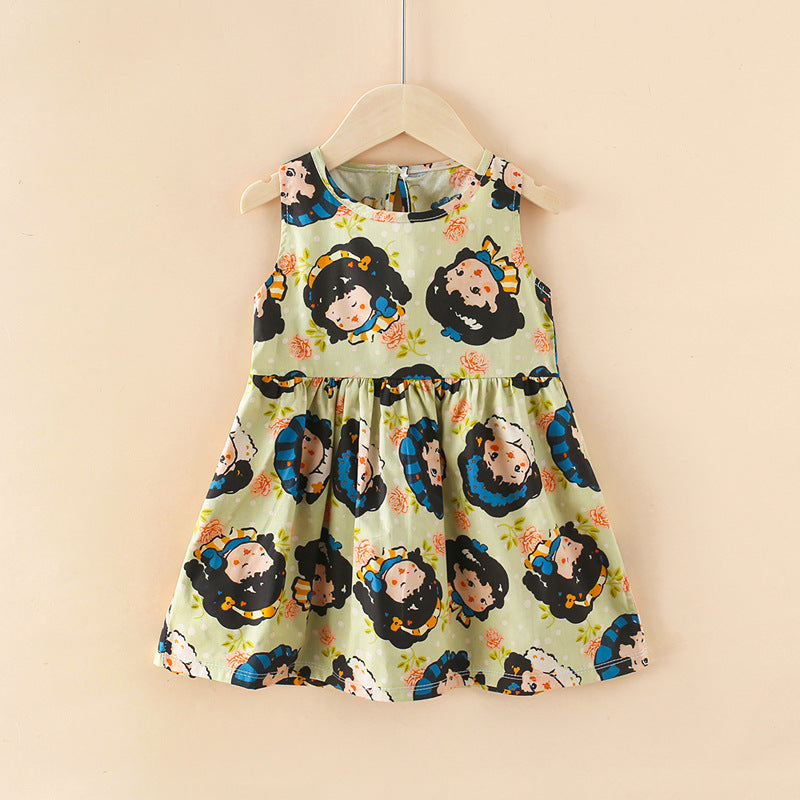 New Cotton girls Cartoon  dailywear dress