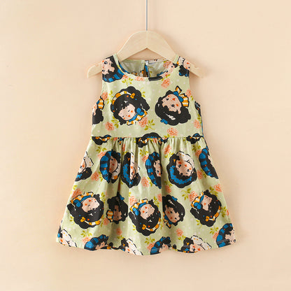 New Cotton girls Cartoon  dailywear dress