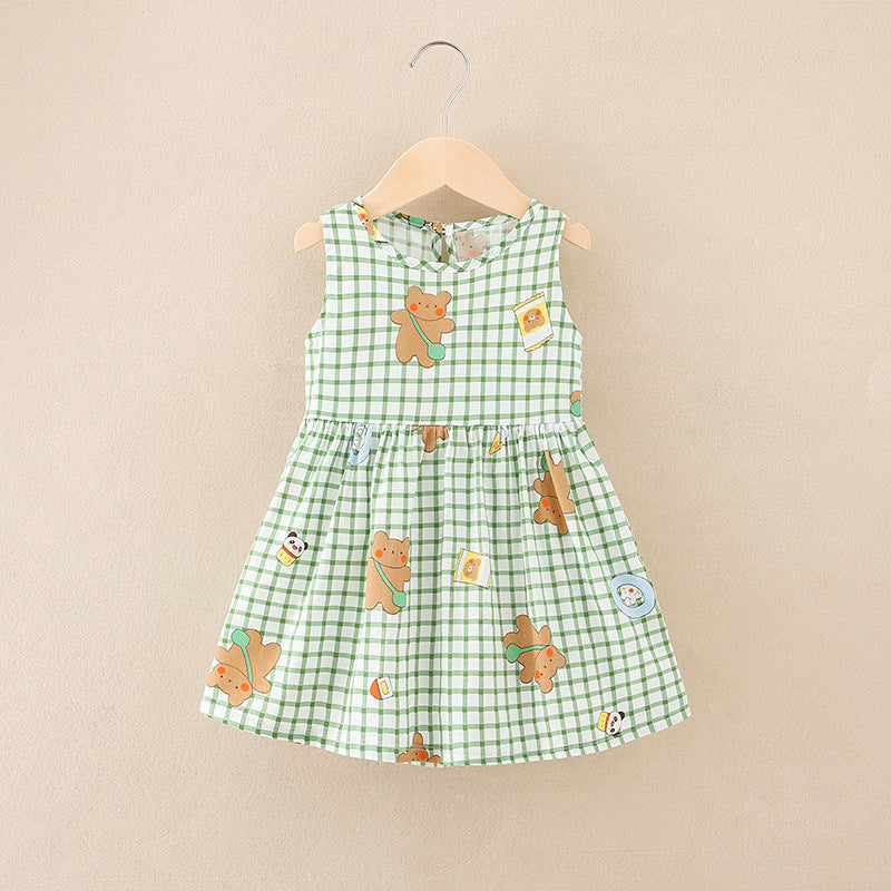 New Cotton girls Cartoon  dailywear dress