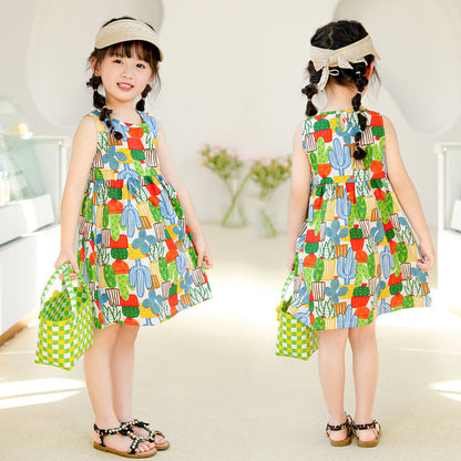 New Cotton girls Cartoon  dailywear dress