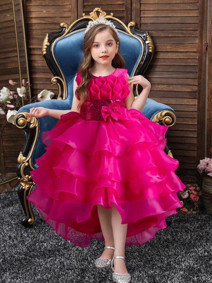 Tween Girl  Shiny Sequin Tulle Prom Party Dress