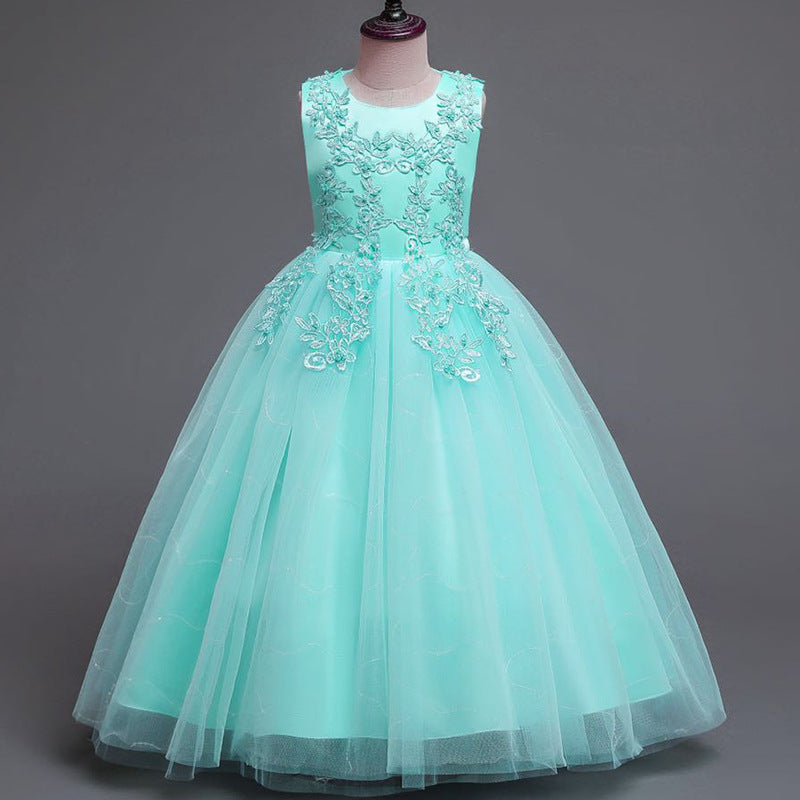 Tween Girl  Shiny Sequin Tulle Prom Party Dress